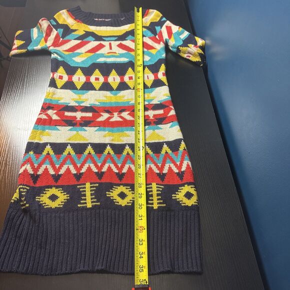 Jessica Simpson Womens Sweater Dress Aztec Tribal Boho Dopamine Maximalist - Picture 9 of 9